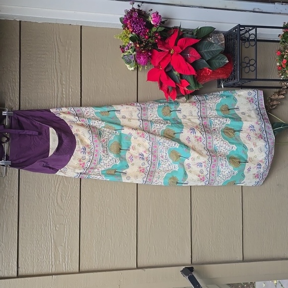 Anthropologie Maeve Purple Print Halter Maxi Dress 2 - Picture 8 of 12